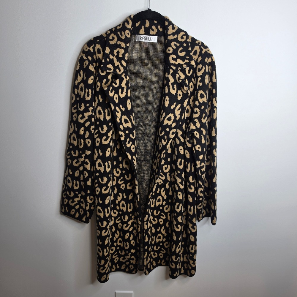 Kasper Cardigan Womens XLarge Animal Print Duster